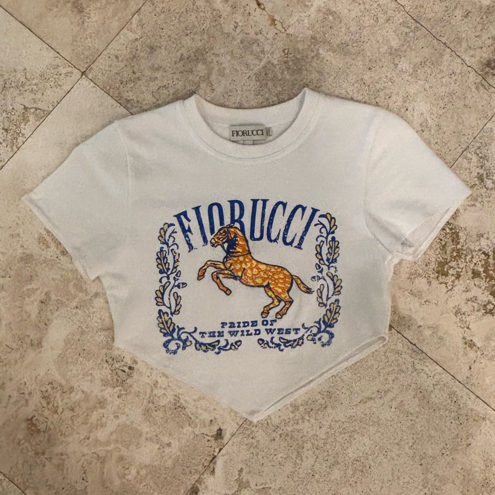 Fiorucci White Tee crop top size small